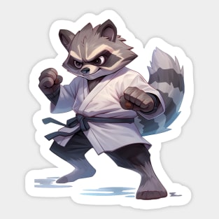 Kawaii Style Karate Master raccoon Sticker